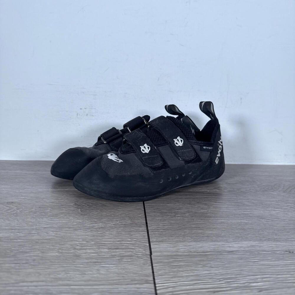 Men's Evolv Defy VTR 3D Eco-Trax Climbing Shoe Size 7.5 Double Strap Black White